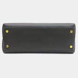 Pre Owned حقيبة بوتيغا فينيتا شاو شاو جلد أسود صغيرة