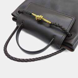 Pre Owned حقيبة بوتيغا فينيتا شاو شاو جلد أسود صغيرة