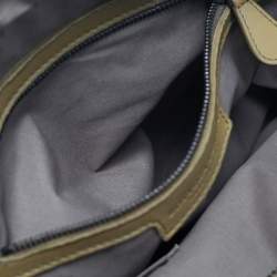 Pre Owned Bottega Veneta Front Flap Olive Intrecciato Leather Shoulder Bag