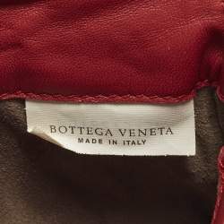 Pre Owned Bottega Veneta Red Croc Embossed Leather Lock Flap Clutch
