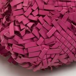 Pre Owned Bottega Veneta Fringe Pink Intrecciato Leather Cabat Tote