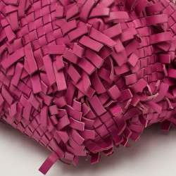 Pre Owned Bottega Veneta Fringe Pink Intrecciato Leather Cabat Tote