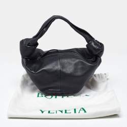 Pre Owned Bottega Veneta Double Knot Mini Black Leather Hobo