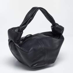 Pre Owned Bottega Veneta Double Knot Mini Black Leather Hobo