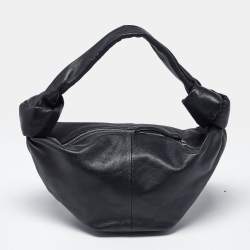 Pre Owned Bottega Veneta Double Knot Mini Black Leather Hobo