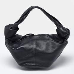 Pre Owned Bottega Veneta Double Knot Mini Black Leather Hobo