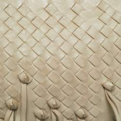 Pre Owned Bottega Veneta Nodini Light Beige Intrecciato Leather Shoulder Bag