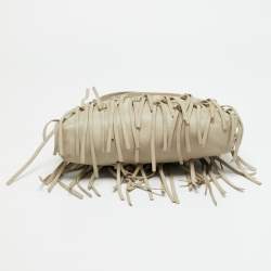 Pre Owned Bottega Veneta Nodini Light Beige Intrecciato Leather Shoulder Bag