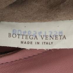 Pre Owned Bottega Veneta Olimpia Medium Pink Intrecciato Leather Shoulder Bag