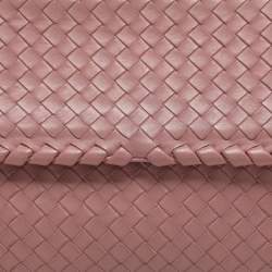 Pre Owned Bottega Veneta Olimpia Medium Pink Intrecciato Leather Shoulder Bag