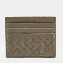 مملوكة مسبقًا Bottega Veneta Grey Intrecciato Leather Card Holder