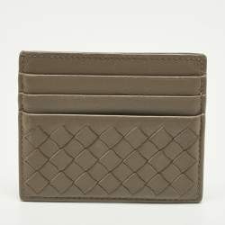 مملوكة مسبقًا Bottega Veneta Grey Intrecciato Leather Card Holder