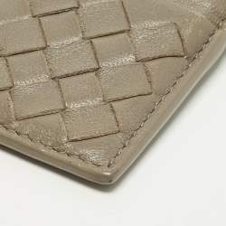 مملوكة مسبقًا Bottega Veneta Grey Intrecciato Leather Card Holder