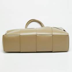 Pre Owned Bottega Veneta Acro Large Beige Intreccio Leather Tote