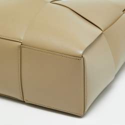 Pre Owned Bottega Veneta Acro Large Beige Intreccio Leather Tote
