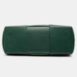 Pre Owned Bottega Veneta Green Small Nappa Maxi Intrecciato Arco Tote