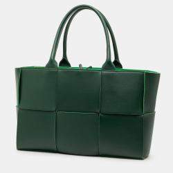 Pre Owned Bottega Veneta Green Small Nappa Maxi Intrecciato Arco Tote