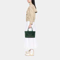 Pre Owned Bottega Veneta Green Small Nappa Maxi Intrecciato Arco Tote