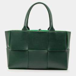 Pre Owned Bottega Veneta Green Small Nappa Maxi Intrecciato Arco Tote