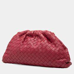 Pre Owned Bottega Veneta Red Nappa Intrecciato The Pouch