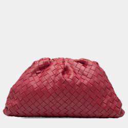 Pre Owned Bottega Veneta Red Nappa Intrecciato The Pouch