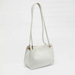 Pre Owned حقيبة كتف بوتيغا فينيتا جلد إنتريشياتو بيضاء