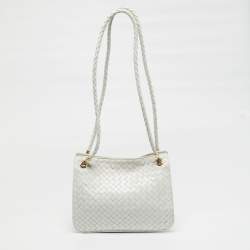 Pre Owned حقيبة كتف بوتيغا فينيتا جلد إنتريشياتو بيضاء