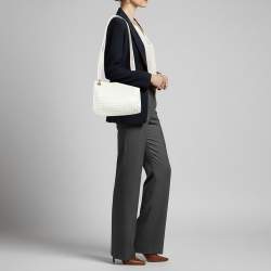 Pre Owned حقيبة كتف بوتيغا فينيتا جلد إنتريشياتو بيضاء