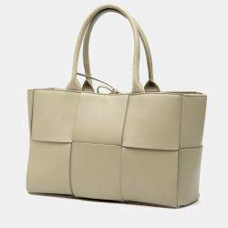 Pre Owned Bottega Veneta Green Small Nappa Maxi Intrecciato Arco Tote