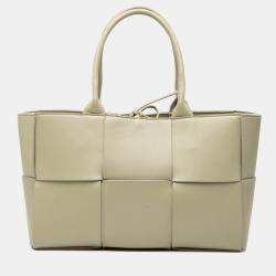 Pre Owned Bottega Veneta Green Small Nappa Maxi Intrecciato Arco Tote