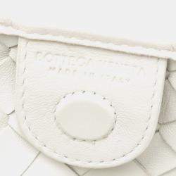 Pre Owned Bottega Veneta White Lambskin Intrecciato Sardine