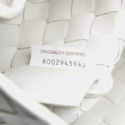 Pre Owned Bottega Veneta White Lambskin Intrecciato Sardine