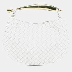 Pre Owned حقيبة سردين بوتيغا فينيتا جلد الحمل إنترتشياتو أبيض