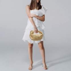 Pre Owned Bottega Veneta BV Jodie Mini Gold Intrecciato Metallic Leather Hobo