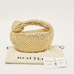 Pre Owned Bottega Veneta BV Jodie Mini Gold Intrecciato Metallic Leather Hobo