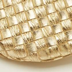 Pre Owned Bottega Veneta BV Jodie Mini Gold Intrecciato Metallic Leather Hobo