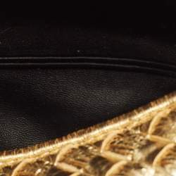 Pre Owned Bottega Veneta BV Jodie Mini Gold Intrecciato Metallic Leather Hobo