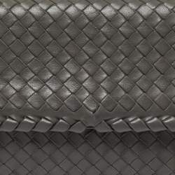 مملوكة مسبقًا Bottega Veneta Olimpia Small Grey Intrecciato Leather Shoulder Bag
