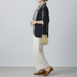 Pre Owned حقيبة دلو بوتيغا فينيتا صغيرة كاسيت جلد انتريشو أخضر فاتح