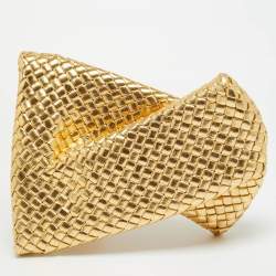 مم لوكة مسبقًا Bottega Veneta Crisscross Gold Padded Intrecciato Leather Clutch