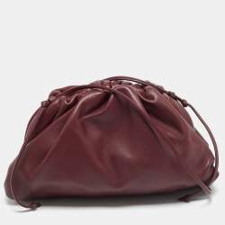 Pre Owned Bottega Veneta The Pouch Mini Burgundy Leather Bag