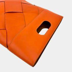 مملوكة مسبقًا حقيبة يد بوتيغا فينيتا سليب جلد عجل فرنسي برتقالي صغيرة