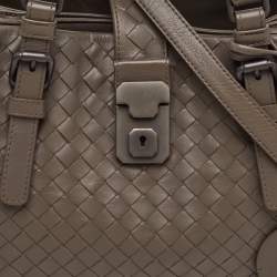 Pre Owned حقيبة بوتيغا فينيتا روما جلد إنتريشياتو رمادي داكن صغير