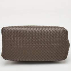 Pre Owned حقيبة بوتيغا فينيتا روما جلد إنتريشياتو رمادي داكن صغير