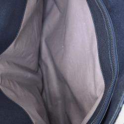 Pre Owned Bottega Veneta Black/Blue Intrecciato Leather Briefcase with Strap