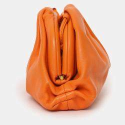 Pre Owned حقيبة بوتيغا فينيتا جلد برتقالي صغيرة