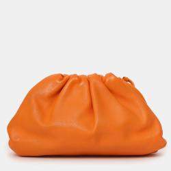 Pre Owned حقيبة بوتيغا فينيتا جلد برتقالي صغيرة