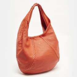 مملوكة مسبقًا Bottega Veneta Baseball Large Red Cervo Leather Hobo