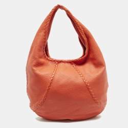 مملوكة مسبقًا Bottega Veneta Baseball Large Red Cervo Leather Hobo