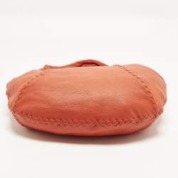 مملوكة مسبقًا Bottega Veneta Baseball Large Red Cervo Leather Hobo